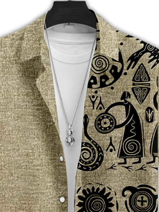 ✨ Chemise demi-imprimée style ethnique ✨