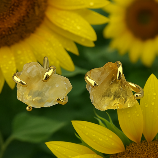✨ Boucles d’oreilles en Citrine Brute – Éclat Solaire ✨