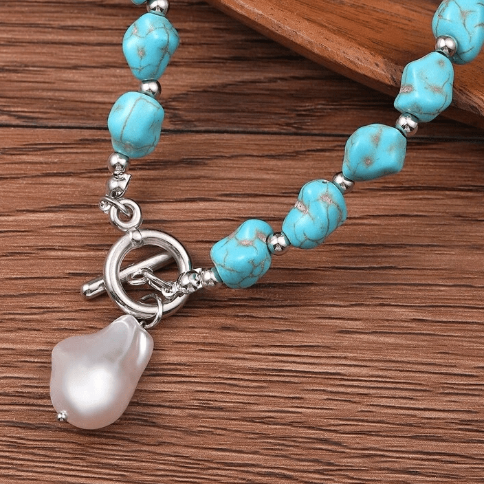 ✨ Collier Turquoise & Perle – Esprit d'Été ✨