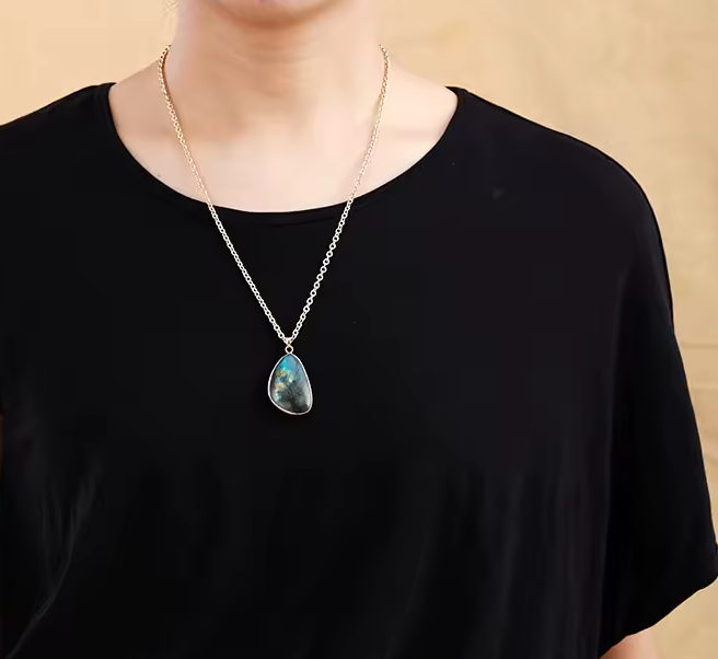 Pendentif Pierre de Lune Noir