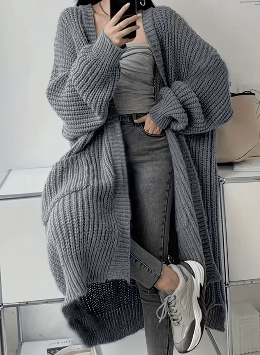 Cardigan Long en Maille Oversize – Confort & Élégance Casual