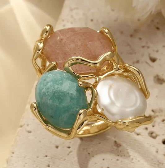 Bague Statement "Trio Élégance" – en Pierres Naturelle