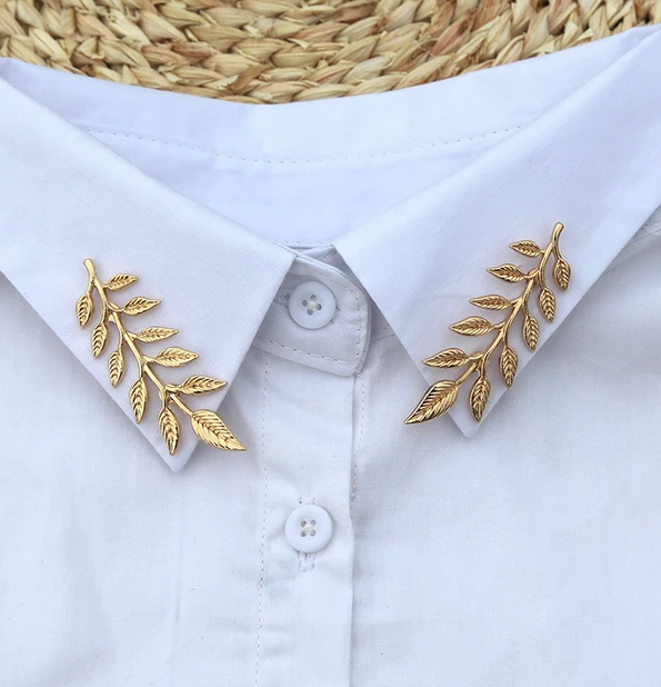 ✨ Élégance Feuillage Doré – Broches de Col Chic ✨