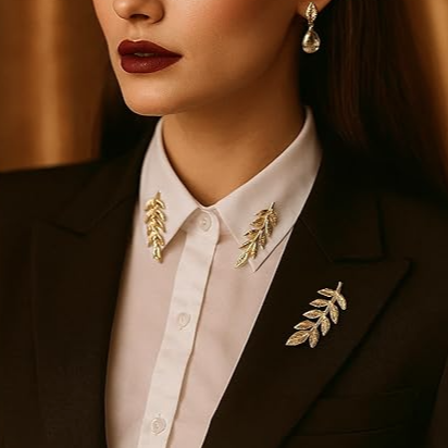 ✨ Élégance Feuillage Doré – Broches de Col Chic ✨