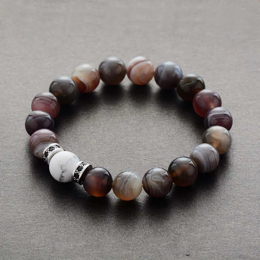 Bracelet Perlé en Onyx du Botswana – 10MM