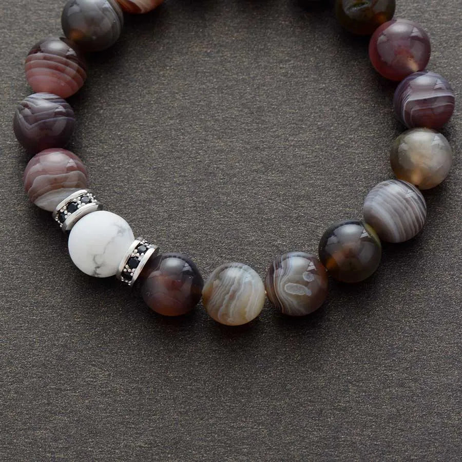 Bracelet Perlé en Onyx du Botswana – 10MM