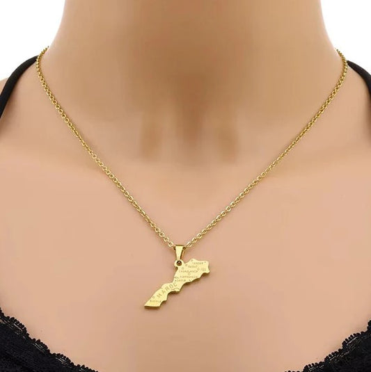 Collier Carte du Maroc Gravée – SHAHIBAR