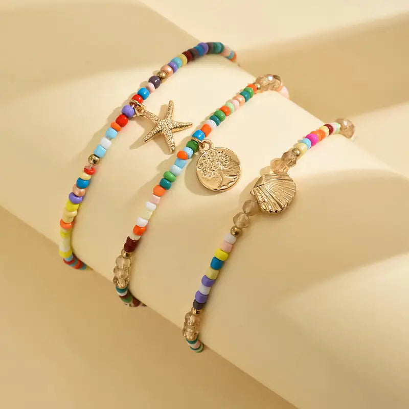 Set Charms Dorés & Perles Arc-en-Ciel