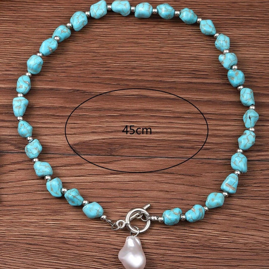 ✨ Collier Turquoise &amp; Perle – Esprit d'Été ✨
