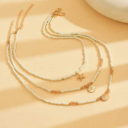 Set de Bijoux Bohème d'Été perles blanches