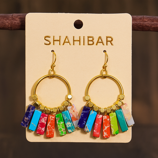 Boucles d’oreilles Lina en jaspe coloré