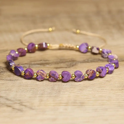💜 Bracelet Cœur en Jaspe Mauve 💜
