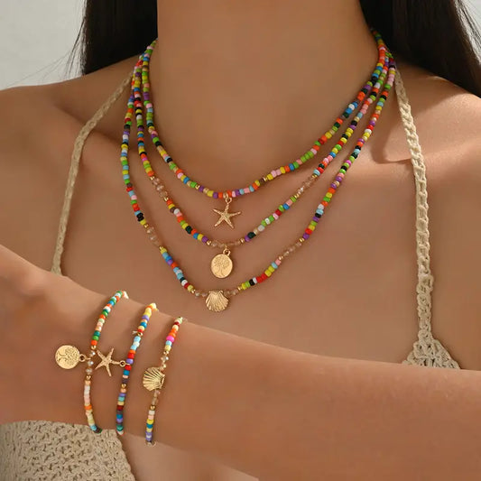 Set Charms Dorés & Perles Arc-en-Ciel