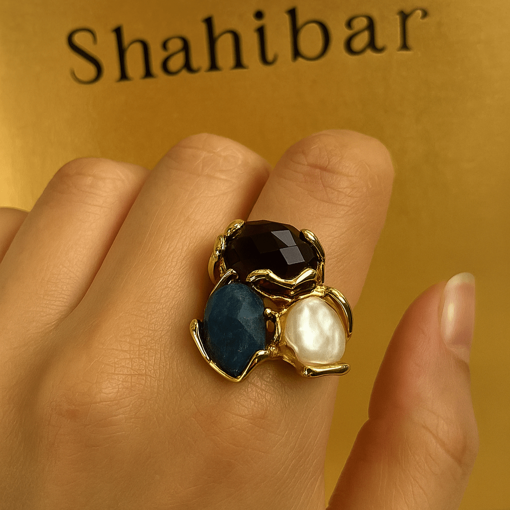 Bague Statement "Trio Élégance" – en Pierres Naturelle