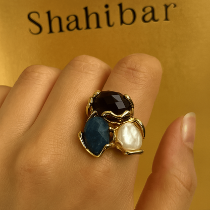 Bague Statement "Trio Élégance" – en Pierres Naturelle