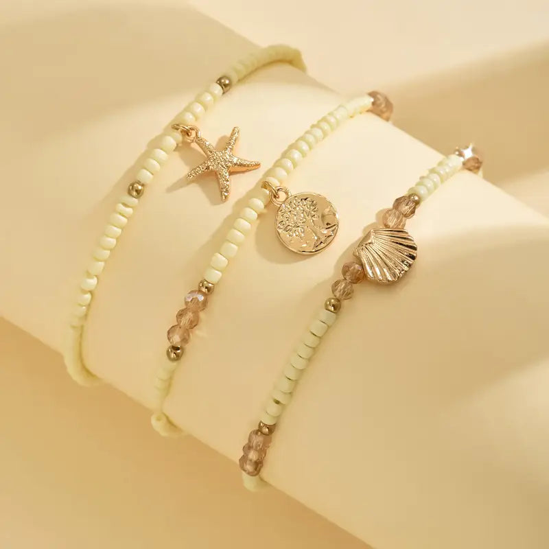Set de Bijoux Bohème d'Été perles blanches