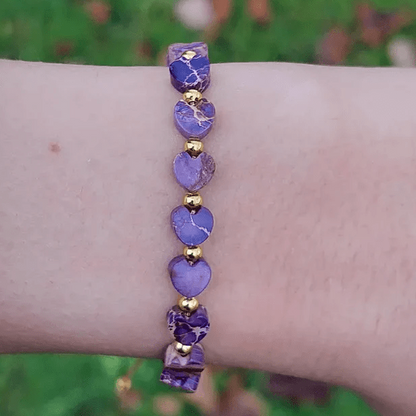 💜 Bracelet Cœur en Jaspe Mauve 💜