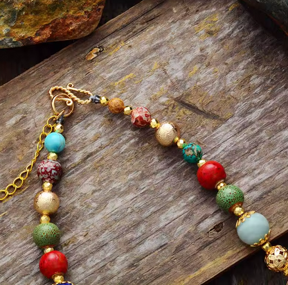 Collier de Luxe Ethnique en Pierres Naturelles – Fait Main