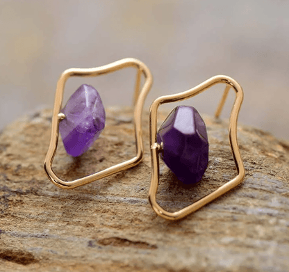 🌿 Boucles d’Oreilles Dorées “Aura Naturelle”