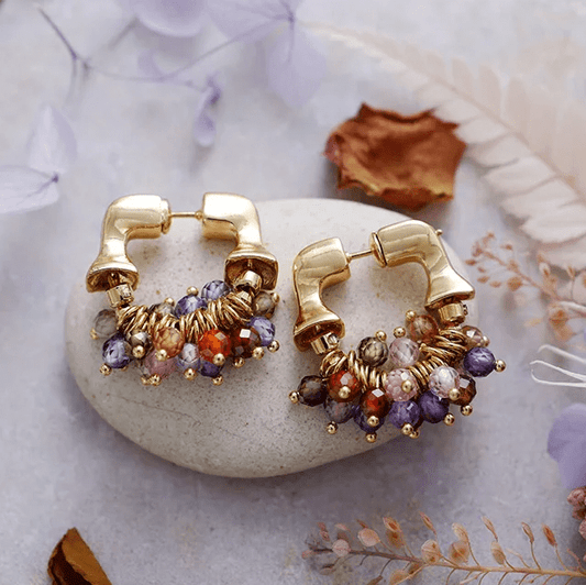 Boucles d’Oreilles Aurélia – Créoles Gemmées Artisanales