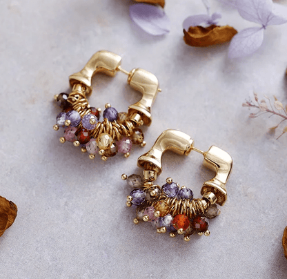 Boucles d’Oreilles Aurélia – Créoles Gemmées Artisanales