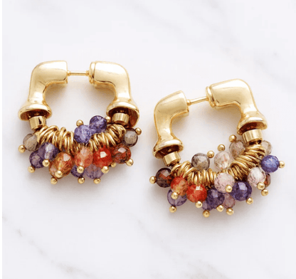 Boucles d’Oreilles Aurélia – Créoles Gemmées Artisanales