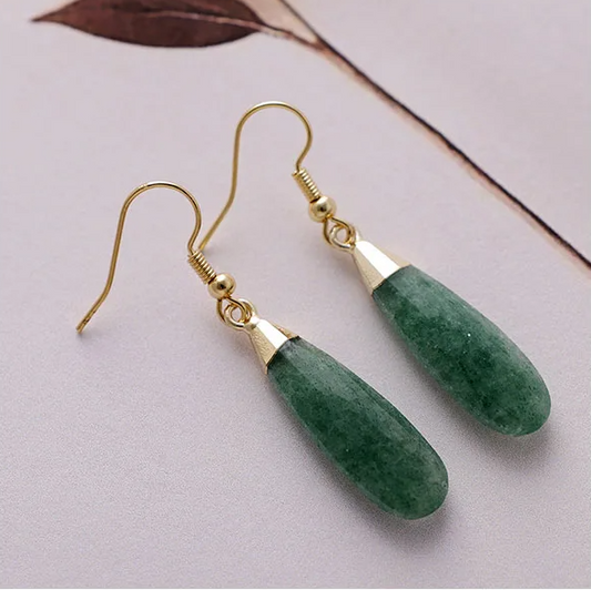 Boucles d’Oreilles Goutte Premium – Cristaux Naturels & Placage Or