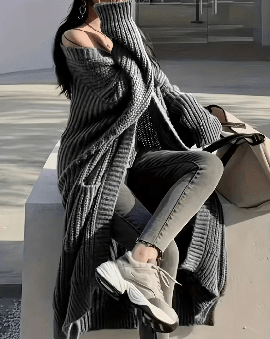 Cardigan Long en Maille Oversize – Confort & Élégance Casual