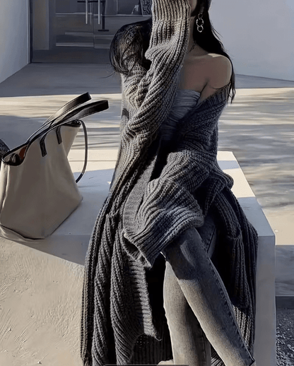 Cardigan Long en Maille Oversize – Confort & Élégance Casual