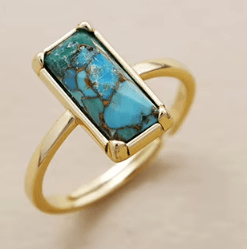 Bague Turquoise Rectangle – Doré