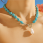 ✨ Collier Turquoise &amp; Perle – Esprit d'Été ✨