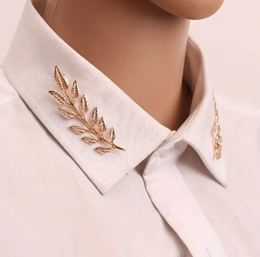 ✨ Élégance Feuillage Doré – Broches de Col Chic ✨