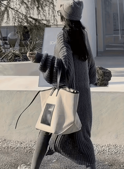 Cardigan Long Chic en Maille – Gris Élégant