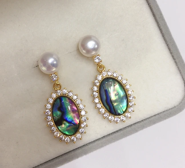 ✨ Boucles d’Oreilles Élégance Abalone & Perle – Edition Luxe