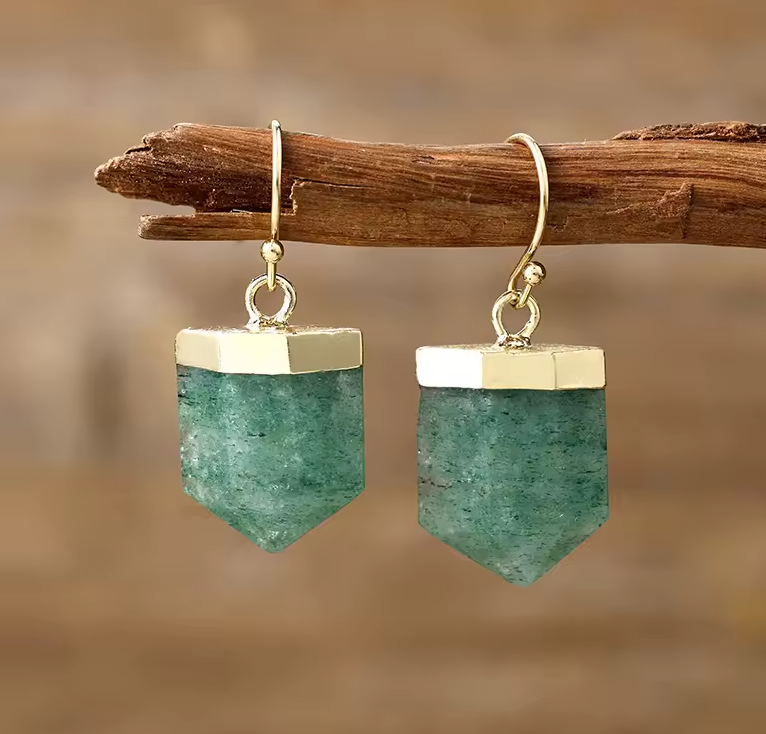 Boucles d’Oreilles Élégance Aventurine – Fait Main