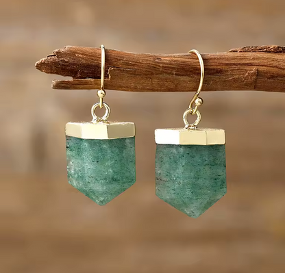 Boucles d’Oreilles Élégance Aventurine – Fait Main