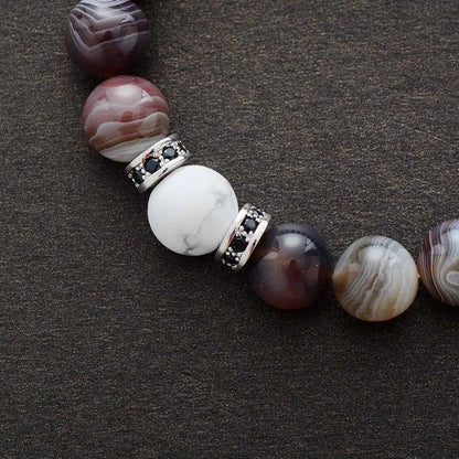 Bracelet Perlé en Onyx du Botswana – 10MM