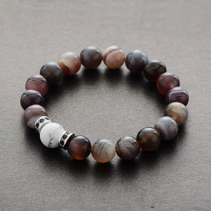Bracelet Perlé en Onyx du Botswana – 10MM