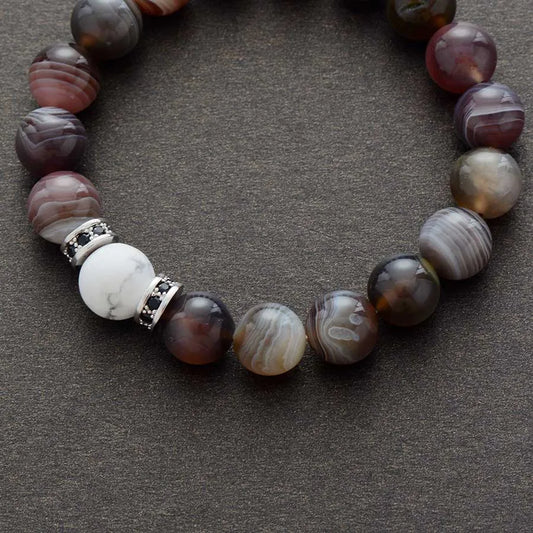 Bracelet Perlé en Onyx du Botswana – 10MM