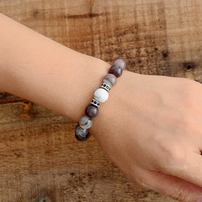Bracelet Perlé en Onyx du Botswana – 10MM