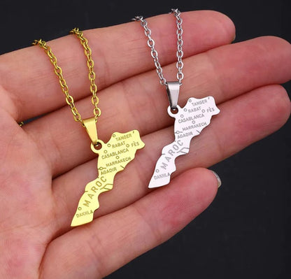 Collier Carte du Maroc Gravée – SHAHIBAR