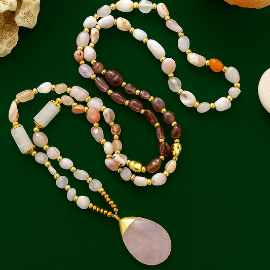 Collier Éclat Divin en Quartz Rose