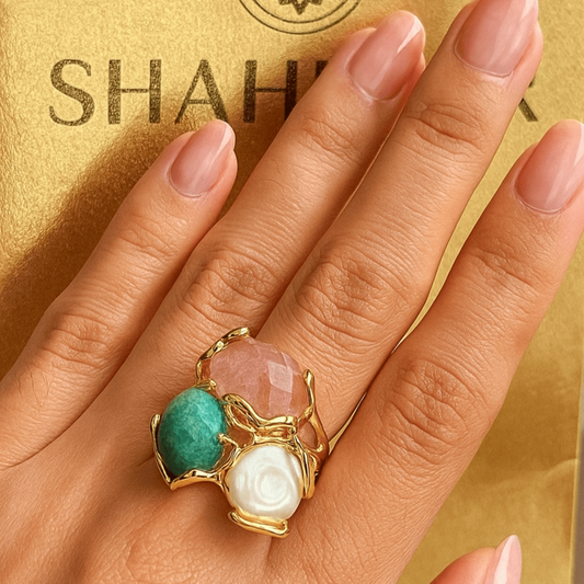 Bague Statement "Trio Élégance" – en Pierres Naturelle