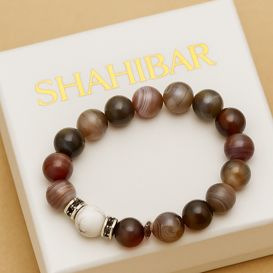 Bracelet Perlé en Onyx du Botswana – 10MM