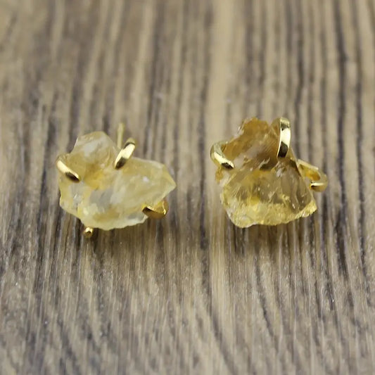 ✨ Boucles d’oreilles en Citrine Brute – Éclat Solaire ✨